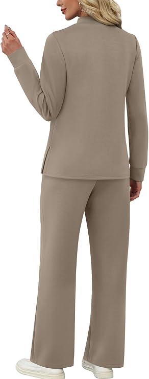 Women’s 2 Piece Fall Lounge Set | Long Sleeve & Wide Leg Pants