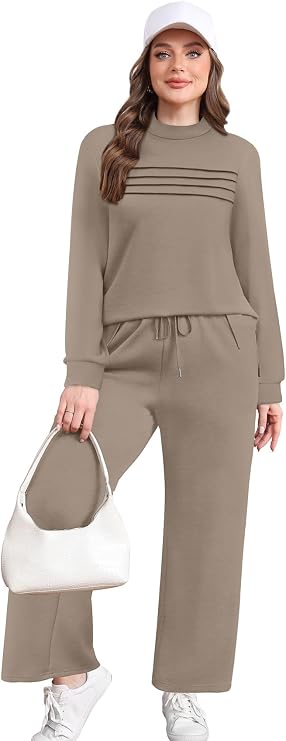 Women’s 2 Piece Fall Lounge Set | Long Sleeve & Wide Leg Pants