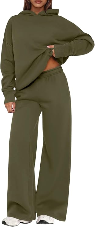 Women’s 2 Piece Lounge Set | Matching Hoodie & Wide Leg Pants