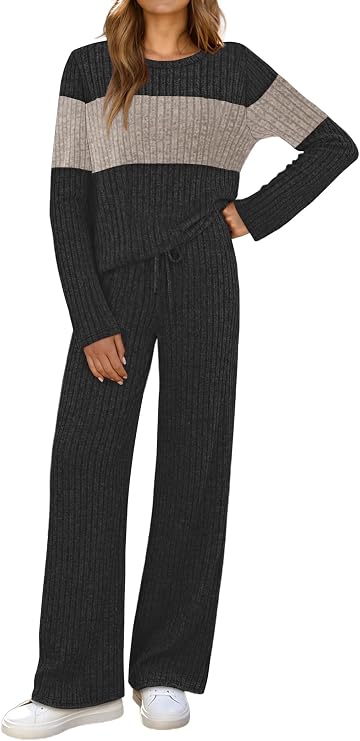 Women’s 2 Piece Matching Set | V-Neck Top & Wide Leg Pants