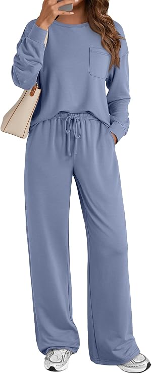 Women’s 2 Piece Lounge Set | Matching Sweatsuit & Wide-Leg Pants