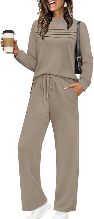 Women’s 2 Piece Fall Lounge Set | Long Sleeve & Wide Leg Pants