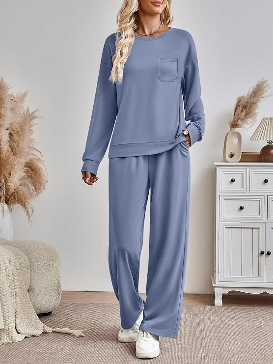 Women’s 2 Piece Lounge Set | Matching Sweatsuit & Wide-Leg Pants