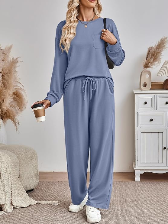 Women’s 2 Piece Lounge Set | Matching Sweatsuit & Wide-Leg Pants