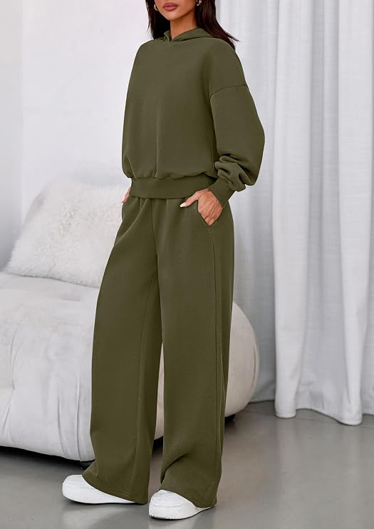 Women’s 2 Piece Lounge Set | Matching Hoodie & Wide Leg Pants